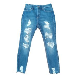 Hollister Sz 5 5R Women's Juniors Distressed Curvy High Rise Crop Skinny Jeans